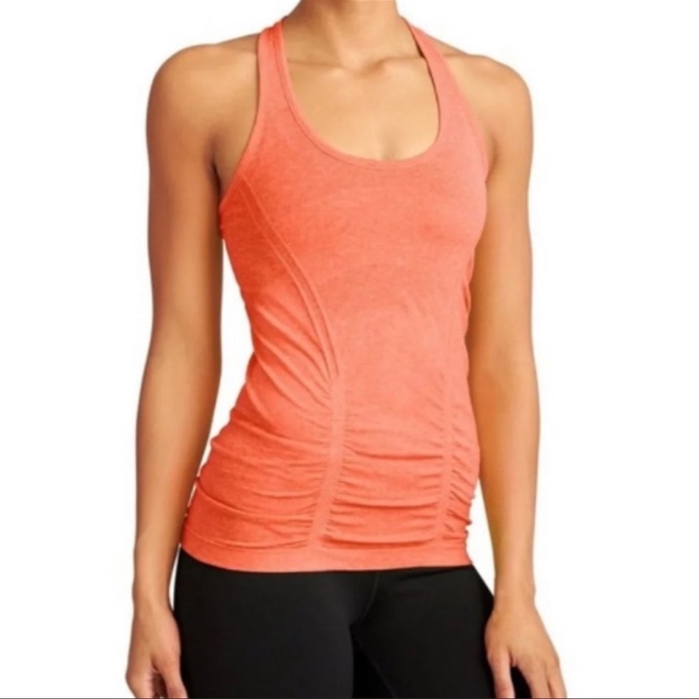 Athleta Fastest Track Ruched Orange Tank Top S